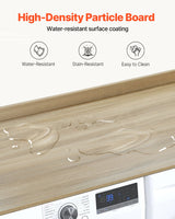 VEVOR Washer Dryer Countertop, 54" x 27" Wooden Washer and Dryer Countertop, Water-Resistant Laundry Machine Topper Cover with Anti-Slip Pads, for Laundry Room Organization and Storage, Oak