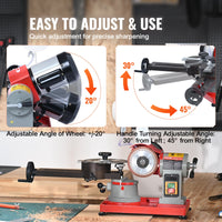 VEVOR Circular Saw Blade Sharpener, 370W Saw Blade Grinding with Water Injection, Water Injection Circular Saw Blade Sharpening & 6 Saw Centerings, 5-inch Grinding Wheel for Carbide Tipped Saw Blades