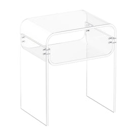 VEVOR Acrylic Side Table, 2 Tiers Clear Bedside Table with Storage Shelf, Modern Rectangle Acrylic End Desk, Transparent Thick Nightstand for Bedroom, Living Room, Study, 30 x 40 x 50 cm (Clear)