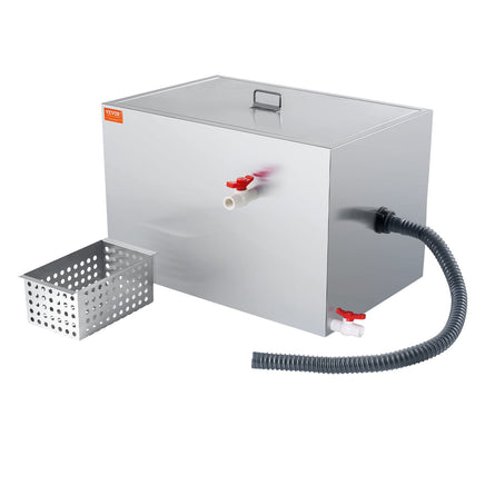 VEVOR Commercial Grease Trap, 40 LBS Grease Interceptor, Side Inlet Interceptor, Under Sink Stainless Steel Grease Trap, 10 GPM Waste Water Oil-water Separator, for Restaurant Canteen Home Kitchen