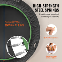 VEVOR Foldable Mini Trampoline, 40 Inch Fitness Rebounder, Max Load 330lbs Exercise Trampoline, Stable & Quiet Trampoline with 4 Level Height Adjustable Foam Handle, for Adults Indoor/Garden Workout