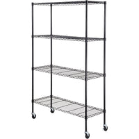 VEVOR Storage Shelving Unit with Wheels, 4-Tier Adjustable, 700 lbs Capacity, Heavy Duty Garage Shelves Metal Organizer Wire Rack, Black, 47.2" L x 17.7" W x 74" H for Kitchen Pantry Basement Bathroom