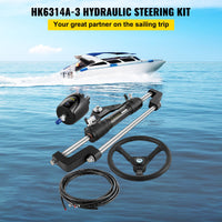 VEVOR Hydraulic Boat Steering Kit, 300HP Hydraulic Steering Kit Helm Pump, Hydraulic Outboard Steeing Kit with 4267 mm Hydraulic Steering Hose for Boat Steering System