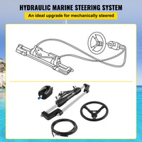 VEVOR Hydraulic Boat Steering Kit, 300HP Hydraulic Steering Kit Helm Pump, Hydraulic Outboard Steeing Kit with 4267 mm Hydraulic Steering Hose for Boat Steering System