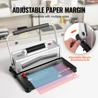 VEVOR Coil Spiral Binding Machine, Manual Book Maker with Electric Binding, 46-Holes Binding 500 Sheets Punch Binder, with 100pcs 5/16'' Coil Binding Spines, for Letter Size, A4, A5