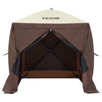 VEVOR Pop Up Gazebo Tent, Pop-Up Screen Tent 4 Sided Canopy Sun Shelter with 4 Removable Privacy Wind Cloths & Mesh Windows, 6x6FT Quick Set Screen Tent with Mosquito Netting, Brown