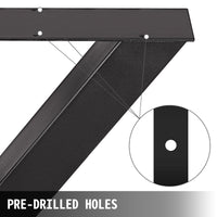 VEVOR Set of 2 Steel Table Legs, 72cm Height 79cm Wide Dining Table Legs, Heavy Duty 7.9cm Square Box Section X Frame Table Legs,72x79x7.9 cm Black Color Industrial Country Style Metal Dining Leg