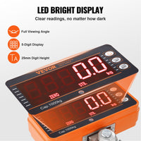 VEVOR Digital Crane Scale, 2200 lbs/1000 kg, Industrial Heavy Duty Hanging Scale with Remote Control, Cast Aluminum Case & LED Screen, High Precision for Construction, Factory, Farm, Hunting (Orange)