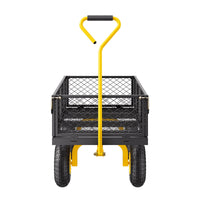 VEVOR 900 Lbs Heavy Duty Steel Garden Cart, Garden Wagon Cart on Wheels, Outdoor Metal Yard Utility Wagon Carts with 10" Tires and Mesh Removable Sides(Convert to Flatbed) and 180°Rotating Handle