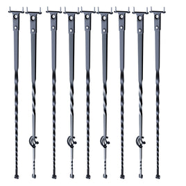 VEVOR Staircase Metal Balusters, 44'' x 1/2" Galvanized Steel Decorative Banister Spindles, 10 Pack Deck Baluster with Hollow Single Baskets, Twists, Spiral Stair Railing w/ Shoes & Screws