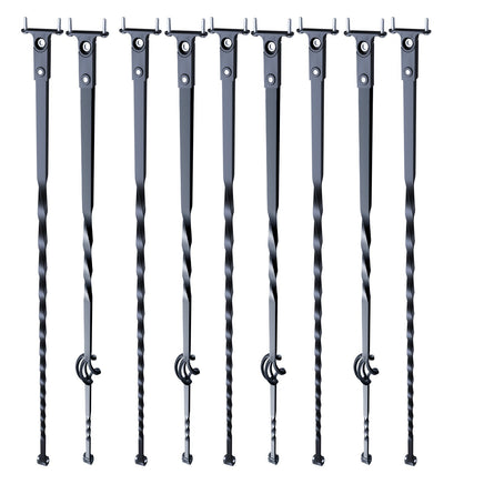 VEVOR Staircase Metal Balusters, 44'' x 1/2" Galvanized Steel Decorative Banister Spindles, 10 Pack Deck Baluster with Hollow Single Baskets, Twists, Spiral Stair Railing w/ Shoes & Screws