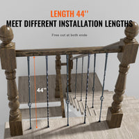 VEVOR Staircase Metal Balusters, 44'' x 1/2" Galvanized Steel Decorative Banister Spindles, 10 Pack Deck Baluster with Hollow Single Baskets, Twists, Spiral Stair Railing w/ Shoes & Screws