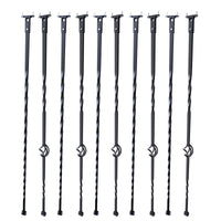 VEVOR Staircase Metal Balusters, 44'' x 1/2" Galvanized Steel Decorative Banister Spindles, 10 Pack Deck Baluster with Hollow Single Baskets, Twists, Spiral Stair Railing w/ Shoes & Screws