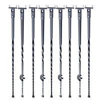 VEVOR Staircase Metal Balusters, 44'' x 1/2" Galvanized Steel Decorative Banister Spindles, 10 Pack Deck Baluster with Hollow Single Baskets, Twists, Spiral Stair Railing w/ Shoes & Screws