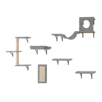 VEVOR Wall Mounted Cat Shelves, Cat Wall Shelves and Perches with Jumping Boards, Hammock, Sofa, Cat Tree & Cat Grip, Cat Furniture and Shelves up to 40 lbs for Sleeping, Playing, Climbing, Set of 6