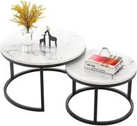 Nesting Coffee Table Faux Marble Small Round Coffee Tables - Black