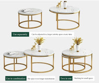 Nesting Coffee Table Faux Marble Small Round Coffee Tables - Black