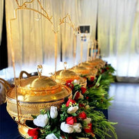 Gold Chafing Dish Buffet Set, Luxury Buffet r Hanging Lid Dining Stove Set with Lid