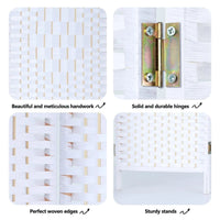 4 Panel Room Divider Decorative Folding Rattan Wicker Screen Room Privacy Separator White