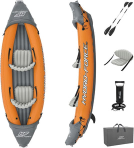 Bestway 3.21m x 1.00m Rapid X2 Kayak for 2 with Hand Pump, Paddles, Seats, Fins and Storage Bag Two Seater