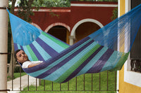 Mayan Legacy Single Size Cotton Mexican Hammock in Oceanica Colour