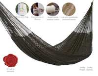 Outdoor undercover cotton Mayan Legacy hammock King size Black