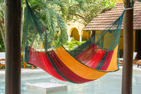 Mayan Legacy Queen Size Outdoor Cotton Mexican Hammock in Imperial Colour