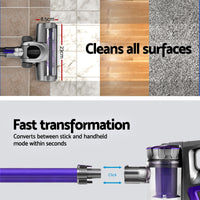 Devanti Stick Vacuum Cleaner Bagless Cordless 150W Purple