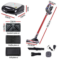 Devanti K7 Cordless Stick Vacuum Cleaner plus 3-in-1 Sandwich Maker