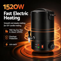 Devanti 6L Wax Melter Candle Making 1520W Melting Pot Furnace Quick Pour Spout Soy Soap