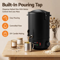 Devanti 6L Wax Melter Candle Making 1520W Melting Pot Furnace Quick Pour Spout Soy Soap