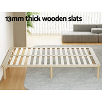 Bed Frame Double Size Wooden Base Mattress Platform Timber Pine AMBA