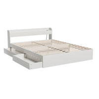 Bed Frame Queen Size Mattress Base wtih Charging Ports 2 Storage Drawers