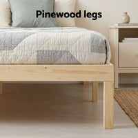Artiss Bed Frame Double Size Wooden Base Mattress Platform Timber Pine BRUNO