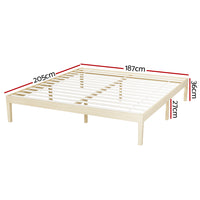 Bed Frame King Size Wooden Base Mattress Platform Timber Pine BRUNO