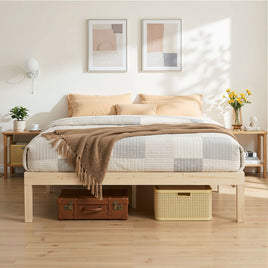 Artiss Bed Frame Queen Size Wooden Base Mattress Platform Timber Pine BRUNO
