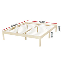 Bed Frame Queen Size Wooden Base Mattress Platform Timber Pine BRUNO