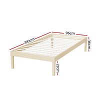 Bed Frame Single Size Wooden Base Mattress Platform Timber Pine BRUNO