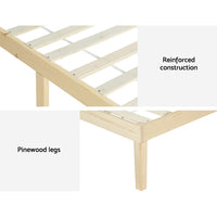 Bed Frame Single Size Wooden Base Mattress Platform Timber Pine BRUNO