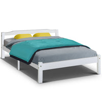 Bed Frame Double Size Wooden White LEXI