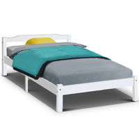 Bed Frame King Single Size Wooden White LEXI