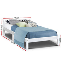 Bed Frame King Single Size Wooden White LEXI