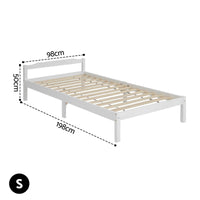 Artiss Bed Frame Single Size Wooden White LEXI