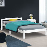 Bed Frame Single Size Wooden White LEXI