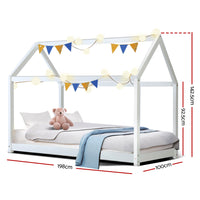 Bed Frame Wooden Kids House Frame White CASA