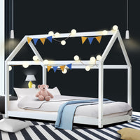 Bed Frame Wooden Kids House Frame White CASA