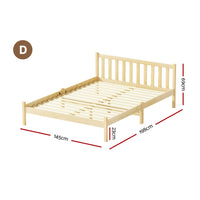 Bed Frame Double Size Wooden Oak SOFIE