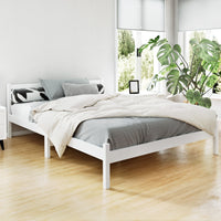 Bed Frame Double Size Wooden White SOFIE