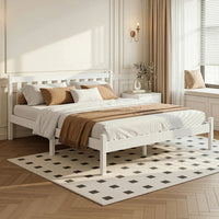Artiss Bed Frame Double Size Wooden White SOFIE