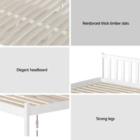 Artiss Bed Frame Double Size Wooden White SOFIE